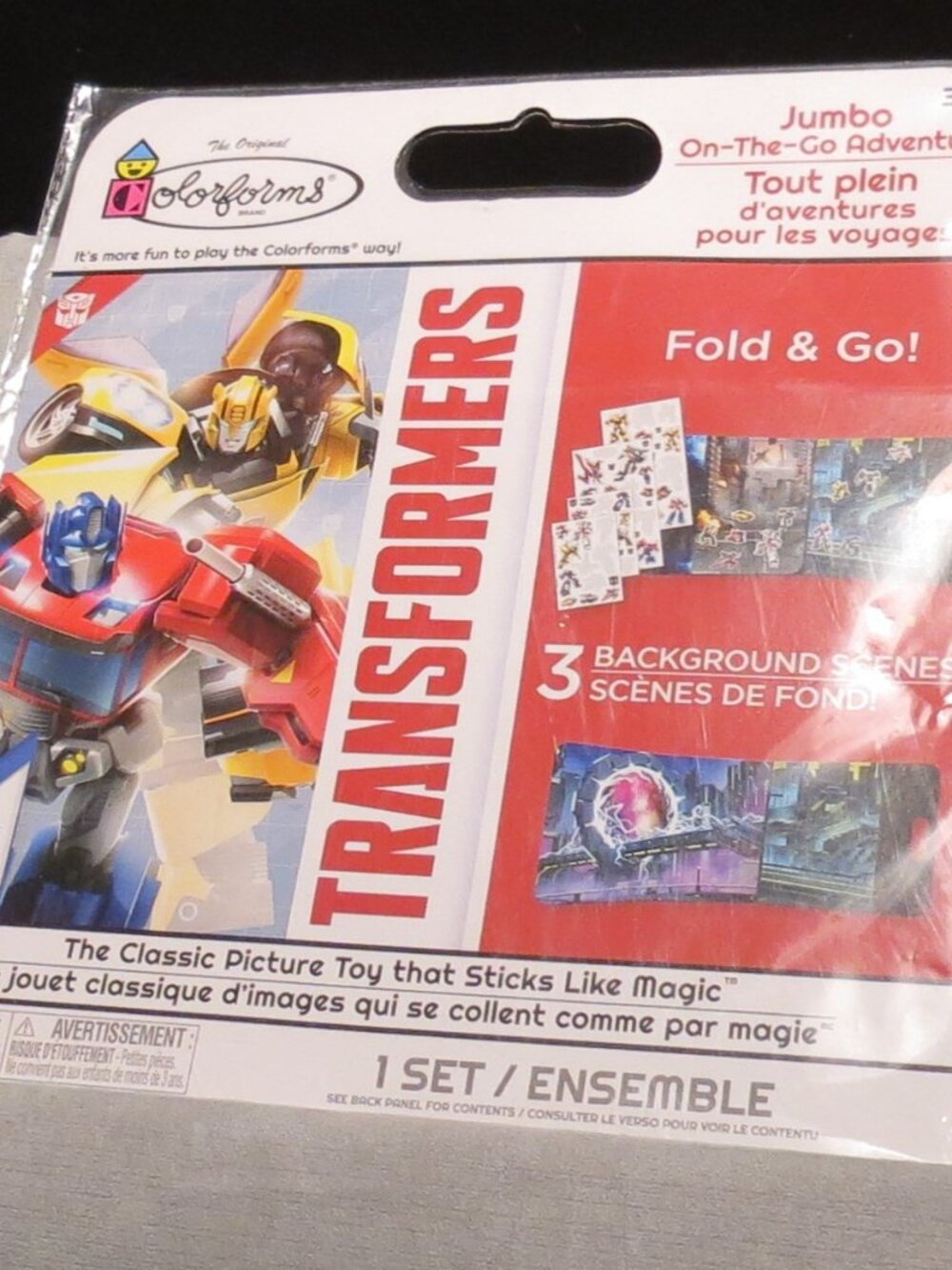 TRANSFORMERS Jumbo COLORFORMS On The Go Adventure SEALED 3 Backgrounds 70 Pieces